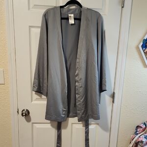 H&M Gray Robe with Tie Belt